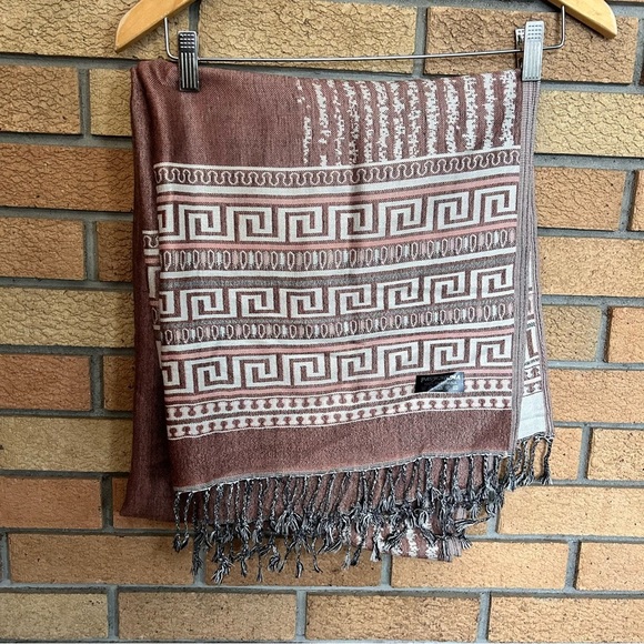 Original PASHMINA Soft 100% Pashmina Shawl Wrap Scarf 70”X28” Geometric - Picture 3 of 4